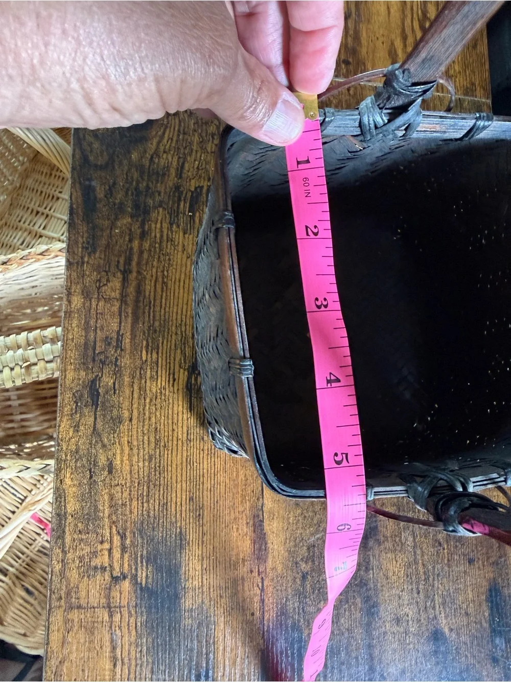 Source Unknown Brown Woven Handled Basket